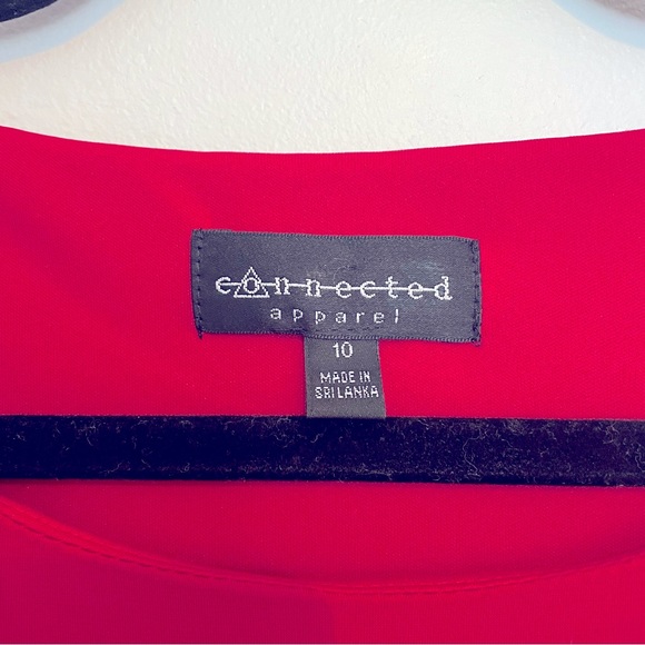 Red Black Lace Bodice Sheath Dress Sleeveless Cocktail Party - Picture 3 of 5